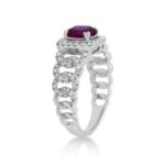 Diamond Ring 0.55 ct. 14K White Gold Red Center Stone