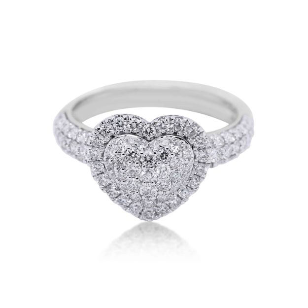 Diamond Heart Ring 1.05 ct. 14K White Gold