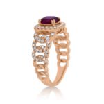 Diamond Ring 0.55 ct. 14K Rose Gold Red Center Stone