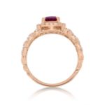 Diamond Ring 0.55 ct. 14K Rose Gold Red Center Stone