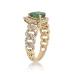 Diamond Ring 0.55 ct. 14K Yellow Gold Green Pear Shaped Center Stone