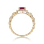 Diamond Ring 0.55 ct. 14K Yellow Gold Red Center Stone