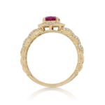 Diamond Ring 0.26 ct. 14K Yellow Gold Round Red Center Stone