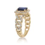 Diamond Ring 0.55 ct. 14K Yellow Gold Blue Center Stone