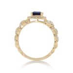 Diamond Ring 0.55 ct. 14K Yellow Gold Blue Center Stone