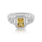 Diamond Ring 0.55 ct. 14K White Gold Yellow Center Stone