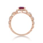 Diamond Ring 0.55 ct. 14K Rose Gold Red Center Stone