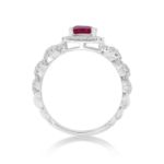 Diamond Ring 0.55 ct. 14K White Gold Red Center Stone