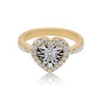 Diamond Heart Ring 0.72 ct. 14K White and Yellow Gold