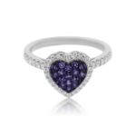 Diamond Heart Ring 0.25 ct. 14K White Gold 0.24 ct. Sapphire