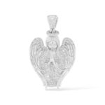 Diamond Praying Angel Pendant 1.07 ct. 14k White Gold