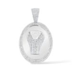 Diamond Cobra Head Oval Shaped Medallion 0.40 ct. 14k White Gold