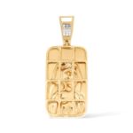 Diamond Mother Mary Rounded Rectangular Medallion 0.45 ct. 14k Yellow Gold