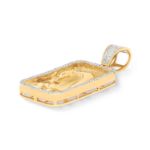 Diamond Mother Mary Rounded Rectangular Medallion 0.45 ct. 14k Yellow Gold