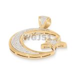 Diamond Crescent Moon and Star Pendant 0.87 ct. 14k Yellow Gold