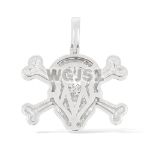 Diamond Pendant Skull and Crossbones with Enamel 0.88 ct. 14k White Gold