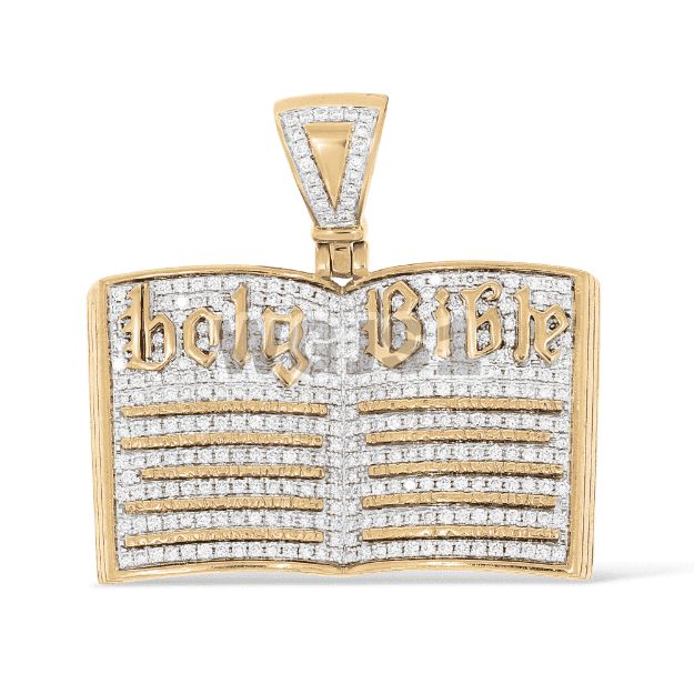 Pave Diamond Holy Bible Pendant 2.00 ct. 14k Yellow Gold