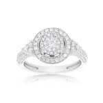 Diamond Engagement Ring 1.20 ct. Halo Setting 14k White Gold