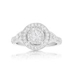 Diamond Engagement Ring 1.20 ct. Halo Setting 14k White Gold