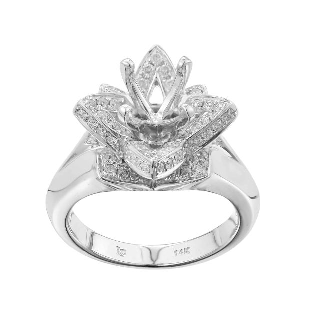 Diamond Engagement Mounting Ring 0.89 ct. 14K White Gold