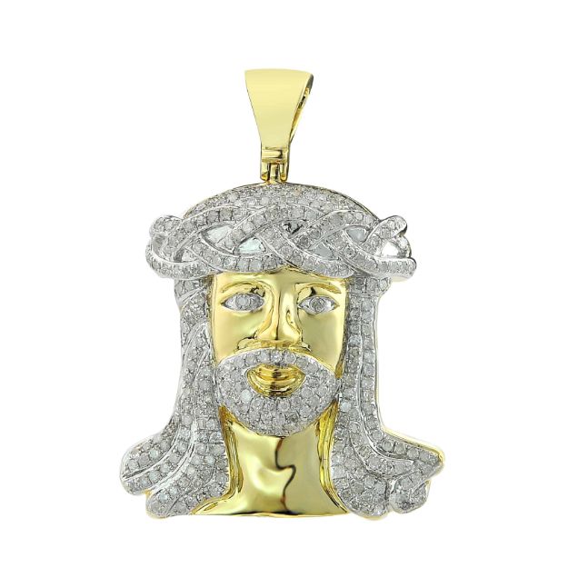 Diamond Jesus Pendant  1.52 ct. 10K Yellow Gold 11.36 g