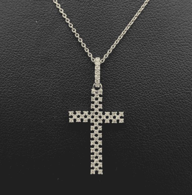 Diamond Cross with Gold Chain 0.35ct 14K Yellow Gold