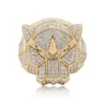 Diamond Tiger Head Ring 3.16 ct. 14K Yellow Gold