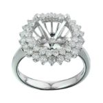 Halo Mountain engagement Ring  0.87 ct. 14K White Gold