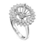 Halo Mountain engagement Ring  0.87 ct. 14K White Gold