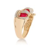 Diamond Red Crown Ring  0.78 ct. 10K Yellow Gold