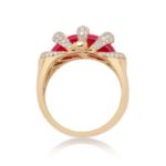 Diamond Red Crown Ring  0.78 ct. 10K Yellow Gold