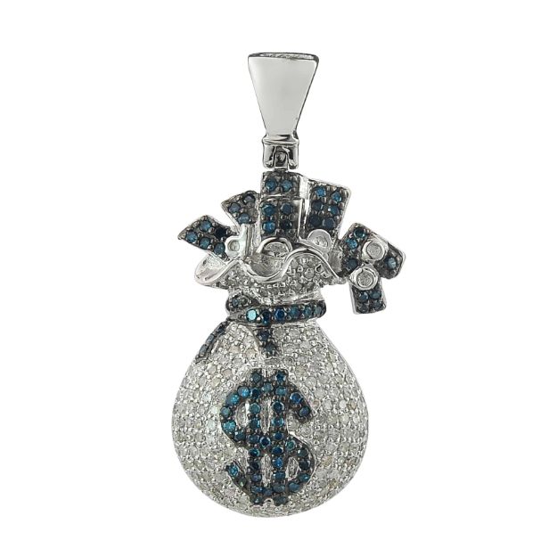 Diamond Money Bag Pendant 1.10 ct. 10K White Gold