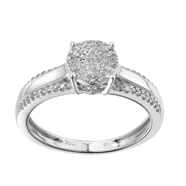 Diamond Engagement Ring  0.25 ct. 10K White Gold Size-9