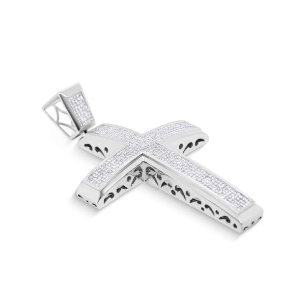 Diamond Cross Pendant 4.25 ct. 10K White Gold