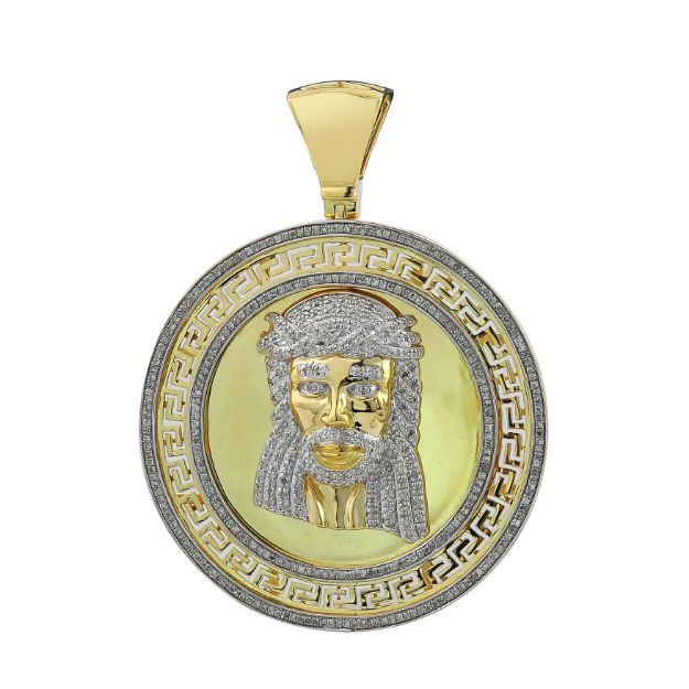 Diamond Jesus Medallion Pendant 1.05 ct. 10k Yellow Gold