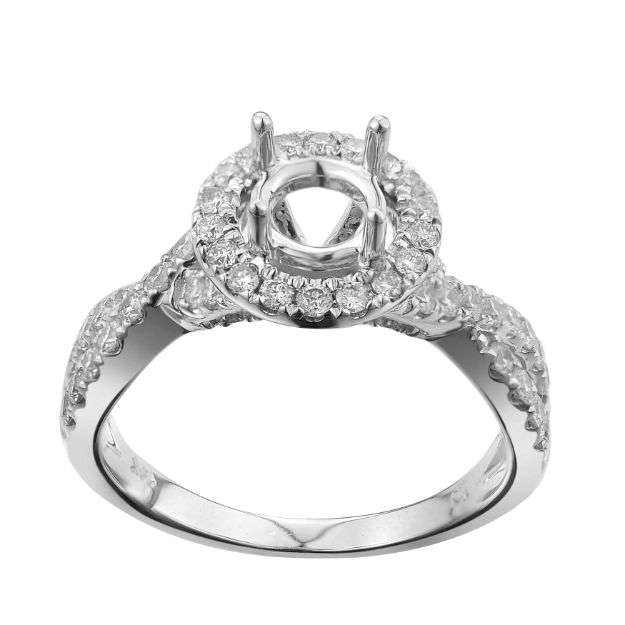 Diamond Engagement Mounting Ring 0.77 ct. 14K White Gold