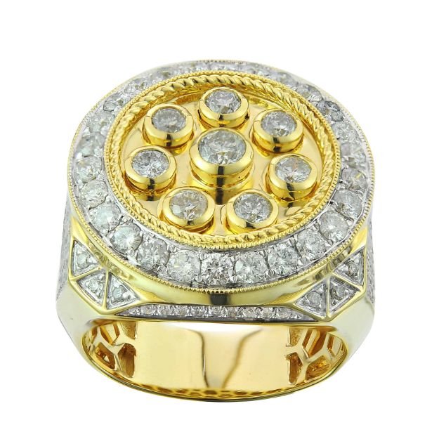 Diamond Men&#39;s Ring  2.99 ct, 10K Yellow Gold 14.5 g