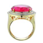 Diamond Ruby Ring  CZ 22.67 ct.  0.62 ct. 10K Yellow Gold