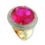 Diamond Ruby Ring  CZ 22.67 ct.  0.62 ct. 10K Yellow Gold