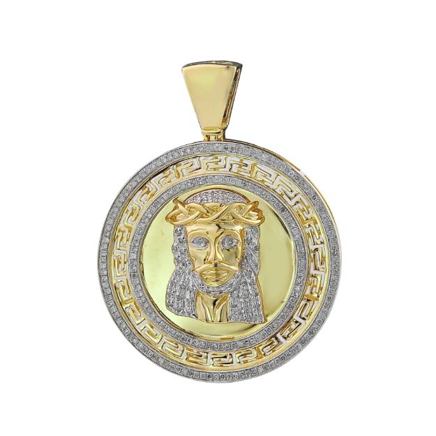 Diamond Jesus Medallion Pendant  0.53 ct. 10k Yellow Gold