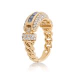 White and Blue Diamond Ring 0.95 ct. 14K Yellow Gold