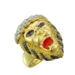 Diamond Lion Head Ring 1.22 ct. 10K Yellow Gold