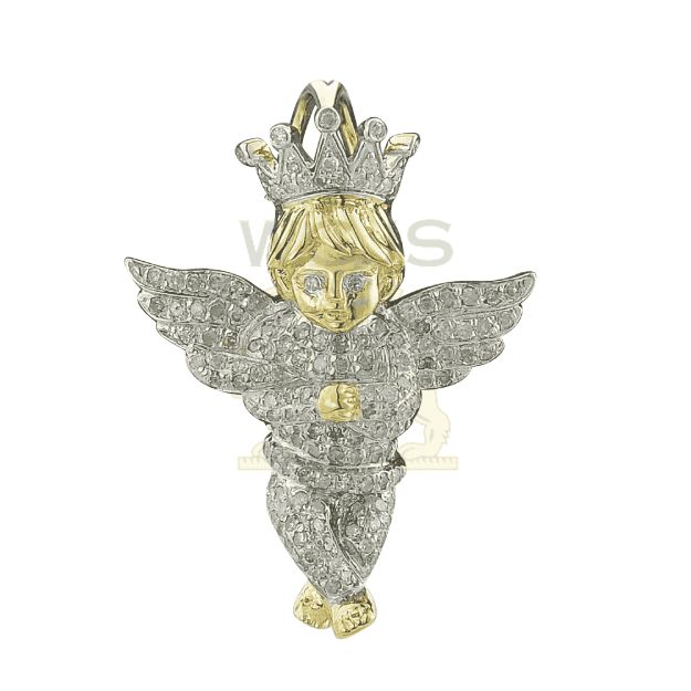 Diamond Angel Pendant --0.62CT 10K Yellow Gold