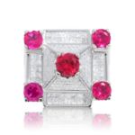 Diamond and Ruby Ring  8.36 ct. 14K White Gold