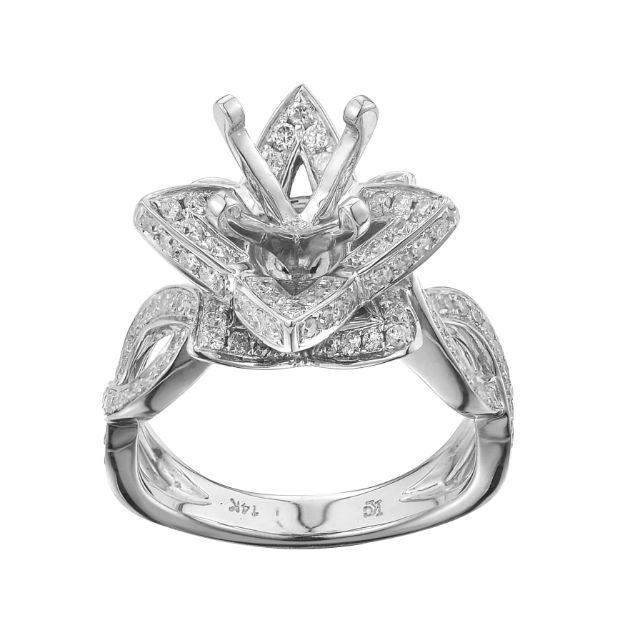 Diamond Engagement Mounting Ring   0.95 ct. 14K White Gold