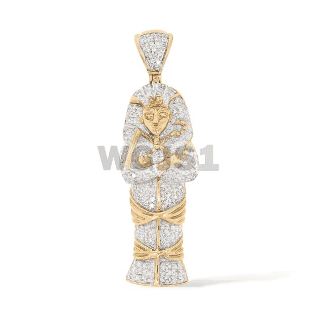 Diamond King Tut Tomb Pendant 0.38 ct. 14k Yellow Gold