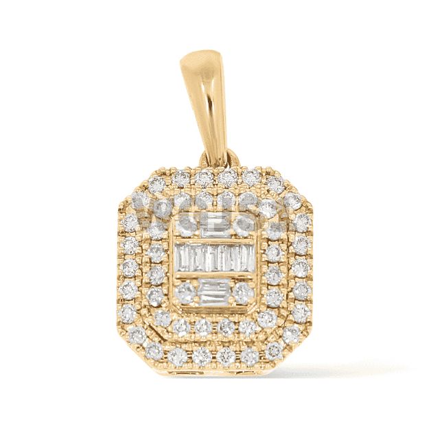 Diamond Baguette Fancy Octogon Shape Pendant 0.46 ct. 14k