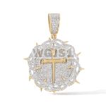 Cross Medallion Diamond with Thorn Bezel 0.70 ct. 10k Yellow Gold