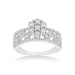 Diamond Engagement Ring Cluster Setting 0.77 ct. 14k White Gold