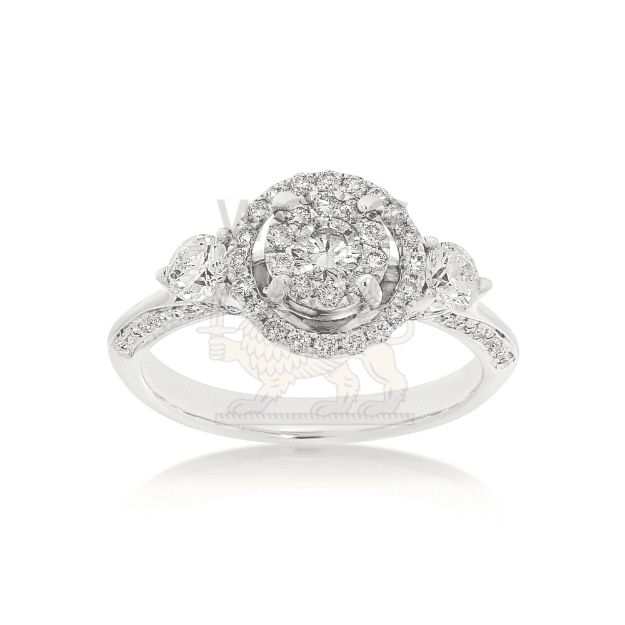 Diamond Engagement Ring Halo Setting 1.00 ct. 14k White Gold